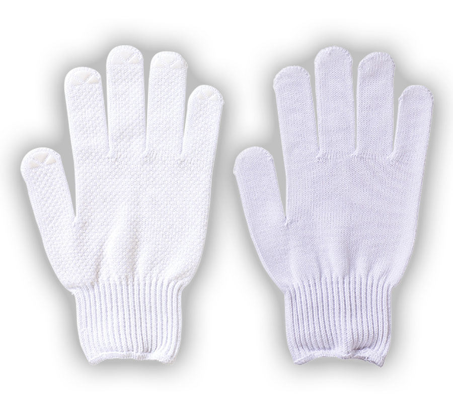 綿素材のすべり止め付き軽作業用手袋。